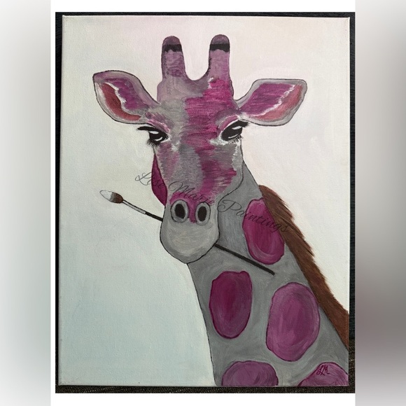 Giraffe Acrylic Painting Original on Canvas - Picture 1 of 1